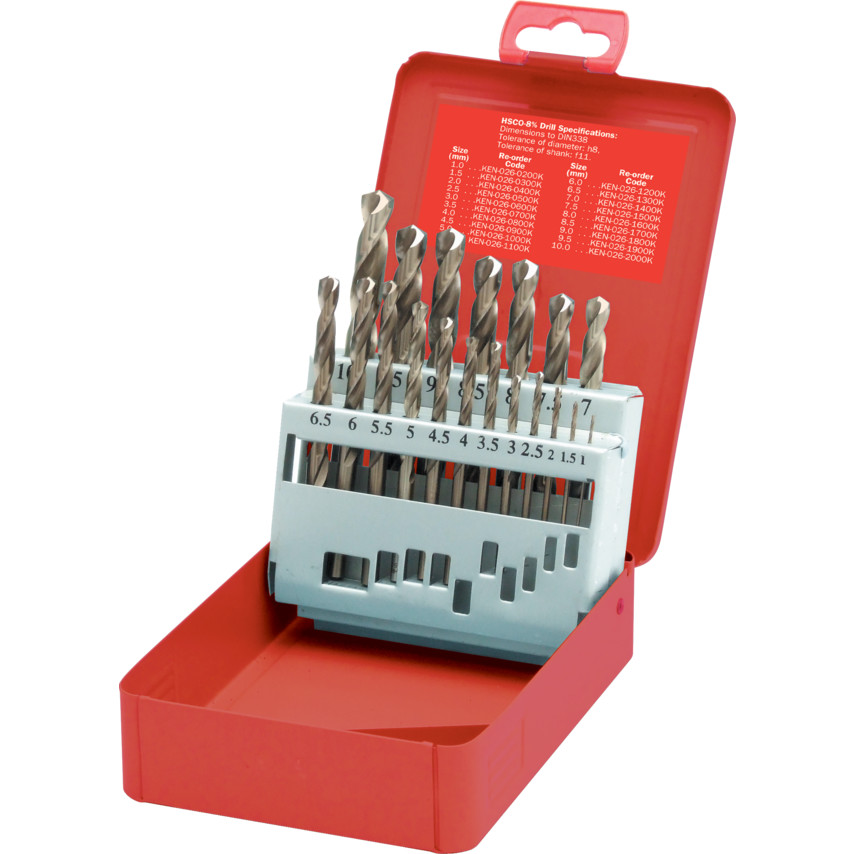 SET OF 25 HSS DRILLS 1-13.00mm x 0.5mm